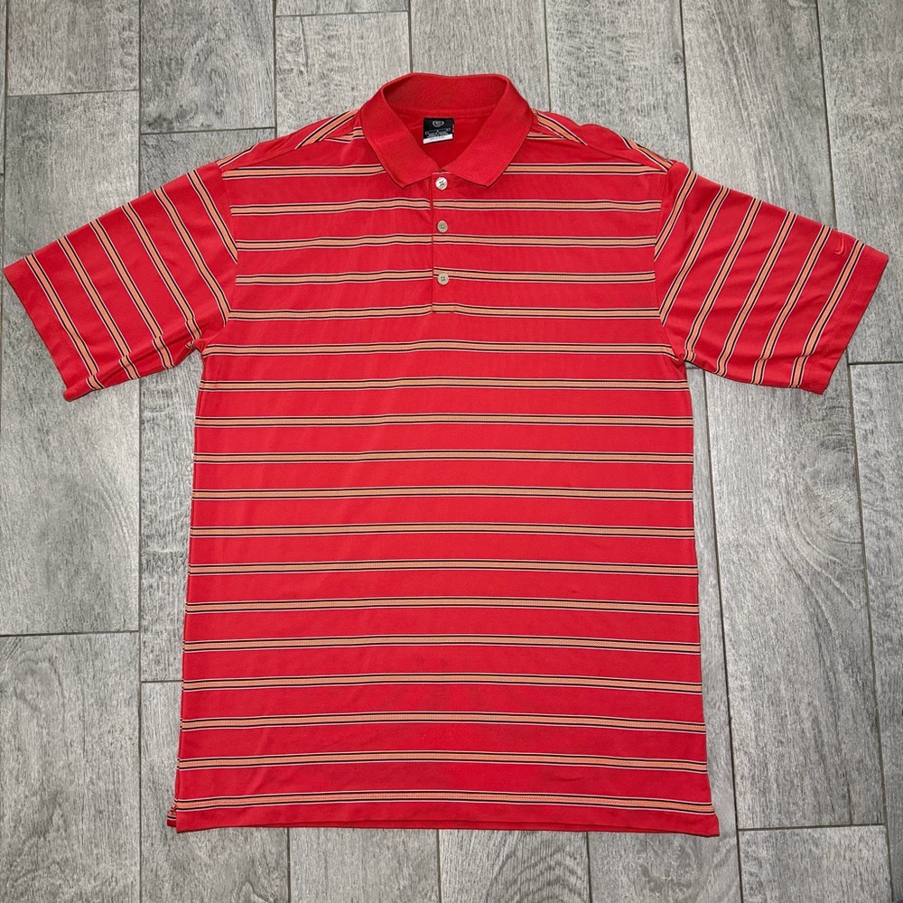 Nike Men's Red Striped Polo Shirt